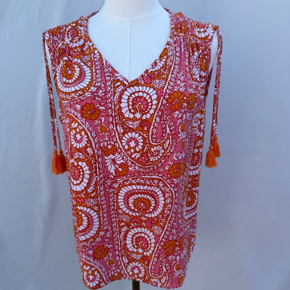 grand & greene Tops - Grand & Greene Boho Paisley Tassel Tank Top Size M | Anthropologie Inspired